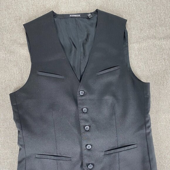 Express Five Button Wool Blend Vest Top Men's Small Black Casual - Picture 4 of 9